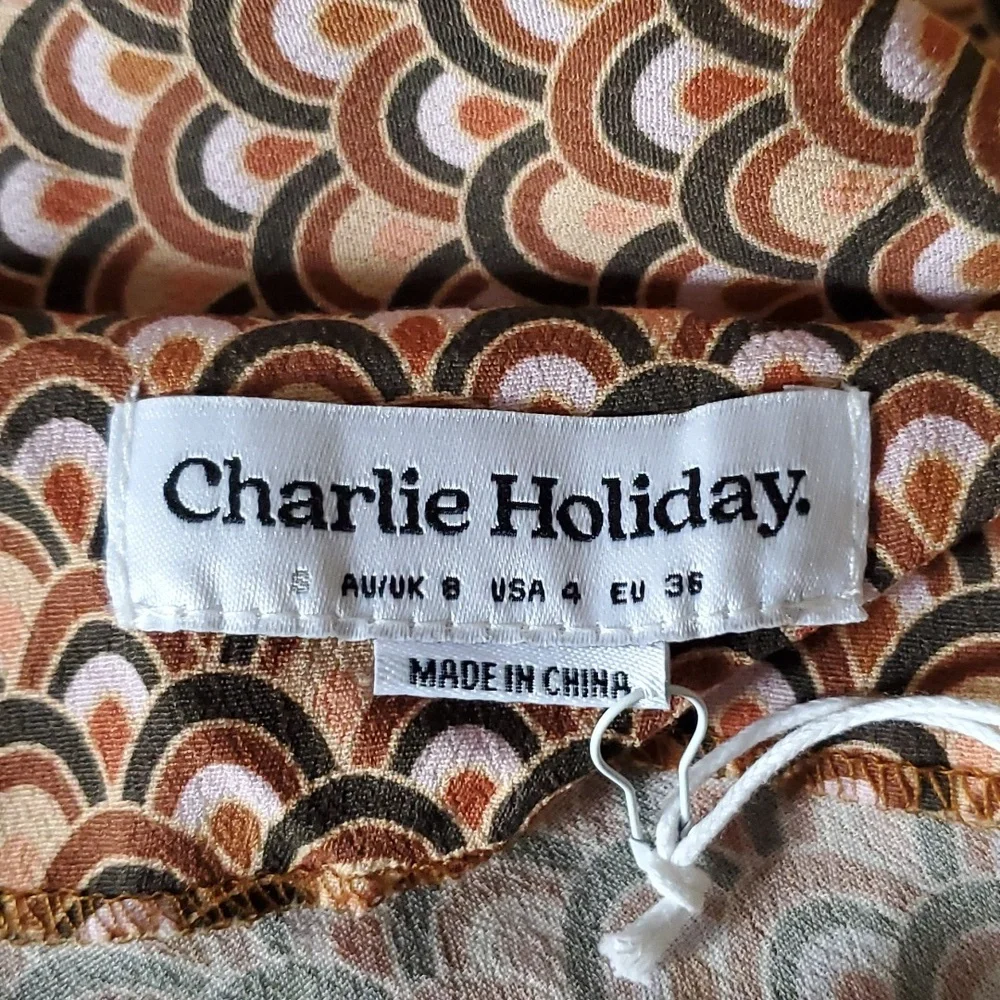 Charlie Holiday Kenzie Mini Geometric Print Slip Dress Size S (4) - Picture 9 of 10